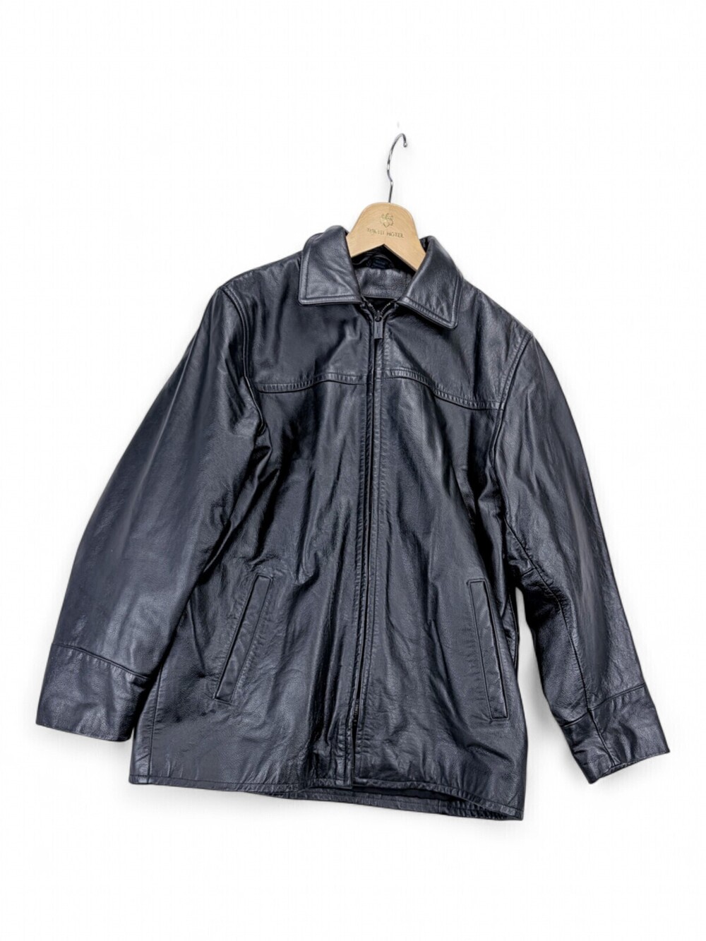 Kenneth Cole Reaction Black Leather Jacket Zip Front XL